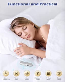 Slaapsprekers - Onderkussen Bluetooth Speaker - Bluetooth-kussenluidspreker - Botgeleiding Technologie - Witte Ruis - Draadloos - Voor een betere nachtrust - Mini Under Pillow Speaker - Wit — thumbnail 2