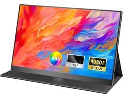 Aura® Draagbare Monitor voor Laptop – Portable Monitor 15,6 Inch – Draagbaar Scherm 1080FHD – HDMI / USB C – Extra Scherm Laptop – Laptop Scherm Uitbreider – Energiezuinig – ps5 Monitor - Tweede Scherm Laptop - Zwart - 41cm x 27cm x 6cm