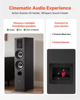 VEVOR 2x Staande Luidsprekers 3-Weg Systeem 145w 70Hz–20kHz 1,91/2,54cm Tweeter — thumbnail 3