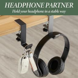 Verstelbare hoofdtelefoonhouder met enkele haak - zwart - bureau headset standaard — thumbnail 3