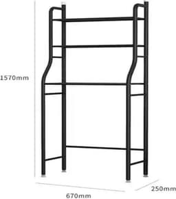 Wasmachine ombouw rek zwart 163 x 68 x 25 cm - Wasmachine rek zwart - Wasmachine ombouw zwart - Wasmachine rek met opbergruimte zwart - Wasmachine rek bovenlader zwart — thumbnail 2