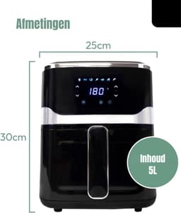 DYNA® Mini Airfryer - Airfryer - Heteluchtfriteuse - Compact - Zwart - 32cm x 25cm x 31cm — thumbnail 5