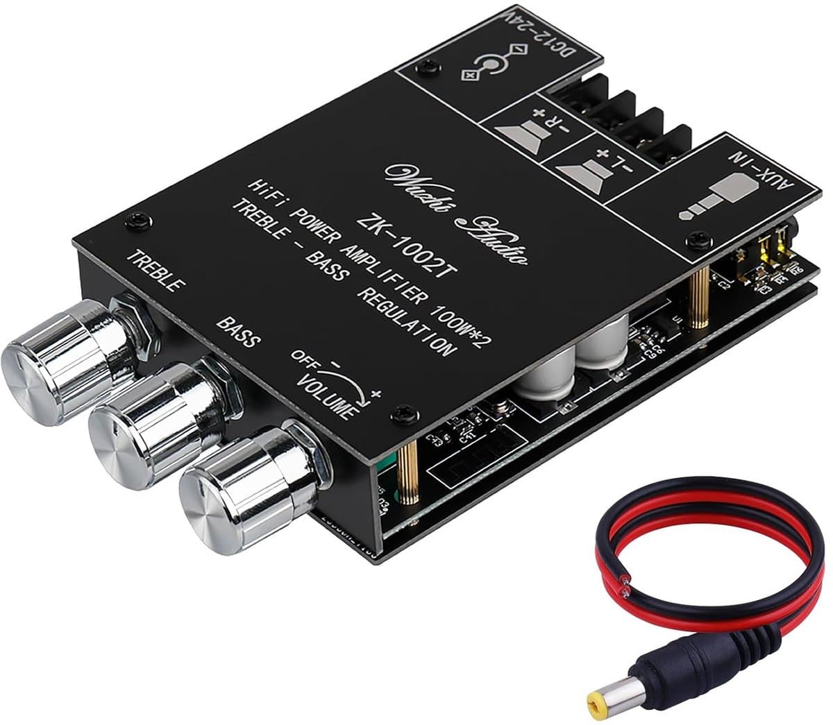 Krachtige Mini Stereo Audio Versterker Module met Bluetooth 5.0 en Bas/Treble Controle — afbeelding 1