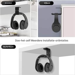TuseRxln Koptelefoonhaak - Headset Houder - Onder Tafel Montage - 1 Stuk - Zwart — thumbnail 3