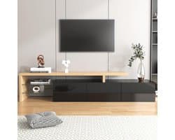 Moderne tv-kast - Media meubel - Woonkamer organiseren - Met ledverlichting - 1975 cm breed - Zwart houtkleur