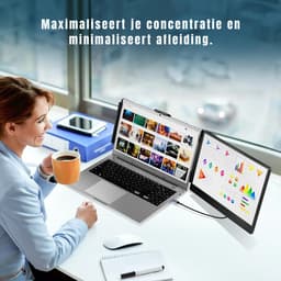 SAVI® Professionele Portable Monitor Pro 2024 - Full HD - 13” / 16,5” Tri-Screen - Laptop Scherm Uitbreider - Zwart - ‎36cm x 21cm x 4cm — thumbnail 9