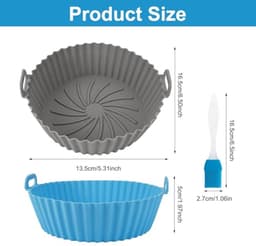 Set van 3 Silicone Bakvormen - Herbruikbare Accessoires voor Heteluchtfriteuse - 16,5 cm Vorm + Penselen — thumbnail 13
