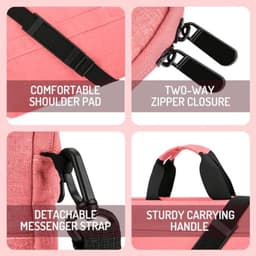 Roze laptophoes voor 15,6 inch - Beschermende sleeve met meerdere vakken en draagriem — thumbnail 5