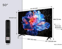 4K Smart TV 50 inch Direct LED Google TV HDR10+ Dolby Audio HDMI 2.1 Game Mode – 111,1 x 68,4 x 25,7 cm – Pauwhome Vision Pro V6C — thumbnail 1