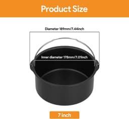 Cake Barrel, 6/7/8 inch Ovenschaal Anti-aanbak voor Airfryer Cake Barrel Airfryer Accessoires Brood Bakmand Pizza Plaat Grill Pot Mat Taart Bakplaat(7inch) — thumbnail 9