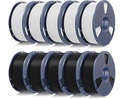 10KG PLA Filament 1.75mm Set - Zwart & Wit (10 Spoelen) - 3D Printer Materiaal voor Beginners