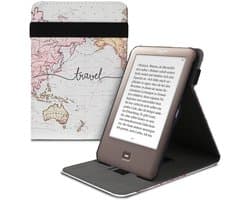 E-reader Hoes Geschikt voor Tolino Shine (2013) - Kunstleer Cover met Wereldkaart Patroon in Zwart/Multicolor