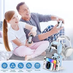 Gaming Headset Standaard met Controllerhouder – Aluminium Headphone Stand – Houder voor 2 Controllers, Headset & Smartphone – Kabelmanagement – Universele Gaming Accessoire — thumbnail 4