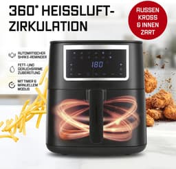 GOURMETmaxx heteluchtfriteuse 6,5 l Airfryer | Friteuse met touchscreen, 9 functies, 11 programma's | Minibakoven – bakken met bijna geen olie | Airfryer-accessoires vaatwasmachinebestendig — thumbnail 4