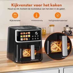 ElevateCommerce - XXL Airfryer 8L 1700W Heteluchtfriteuse met Touchscreen, 11 Automatische Programma’s, 200°C, Anti-Aanbak Mand & Timer – Zwart — thumbnail 8