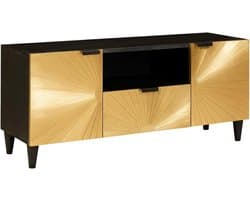 TV-kast - Dressoir Meubel - Opbergen Media - Massief Mangohout - 105 cm Breed - Zwart Goud