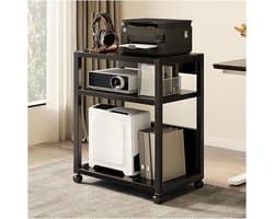 AV Media Stand - Audio Rack Kast - Entertainment Setup - Verrijdbaar Met Wielen - 51X30X68cm - Zwart