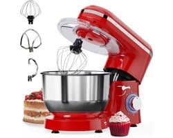 SAVI® Mixer met mengkom - Mixer - Mixer met mengkom keukenmachine - Rood - 39cm x 24cm x 31cm