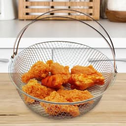 Airfryer Mand - Heteluchtfriteuse Accessoire - Gezond Koken - 360 Graden Verwarming - 21cm Diameter - Zilver — thumbnail 4