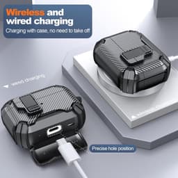Telestore - AirPods 4 Carbon hard case cover - Carbon hybride wit hoesje Beschermhoes - AirPods 4 Cover - hoesje geschikt voor Apple Airpods 4 - wit - Carbon hard cover - met MagSafe functie — thumbnail 4