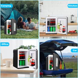 Mini koelkast - 15L Minibar - Koel & warm - AC/DC 230V/12V - Draagbare Mini Autokoelkast - Voor Auto, Kantoor, Camping & Thuis Eten, Drinken - Zwarte — thumbnail 5
