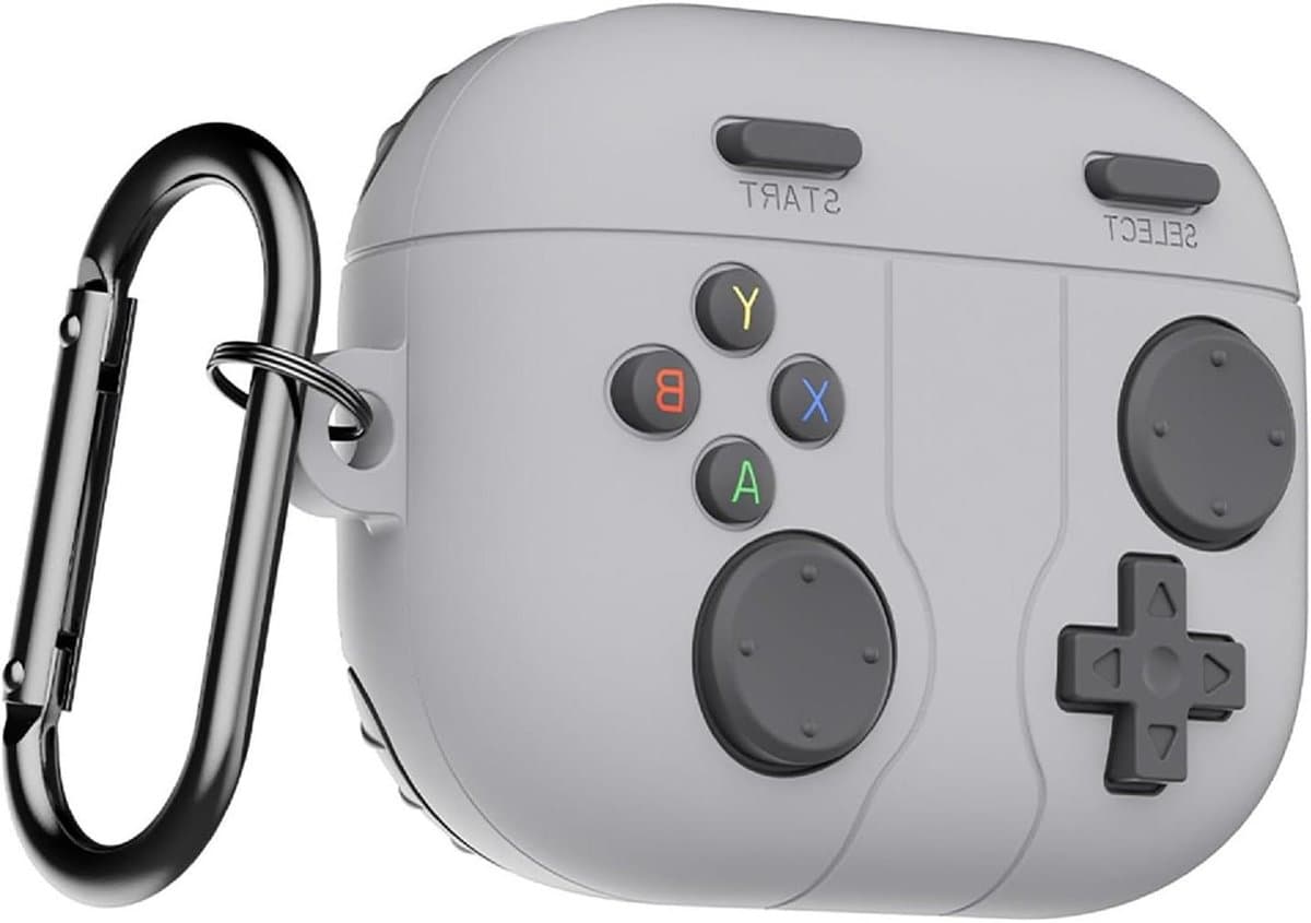 Allecto - Beschermhoes AirPods Pro - Cartoon patroon - Zachte siliconen - Sleutelhanger - Grijs - Compatibel met Apple AirPods Pro — afbeelding 1