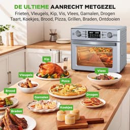 Grote Airfryer Oven met Rotisserie - 26 Liter XXL - 1700W - 10 Digitale Programma's - Hetelucht & Grill — thumbnail 2