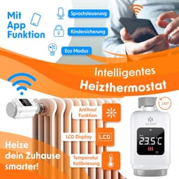 Set van 4 Slimme Wifi Radiatorthermostaten met App- en Spraakbesturing — thumbnail 4