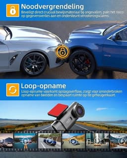SNJY® Dashcam voor Auto - Auto Camera - Dashcam Voor en Achter Draadloos - 4K+1080P - 64 GB - 170°+140° Groot Gezichtsveld - Zwart — thumbnail 4