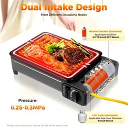 Deliqa gas BBQ - draagbare bbq op gas - gasbqq - camping kookgrill - buitencamping bbq - zwart - met accessoires - — thumbnail 2