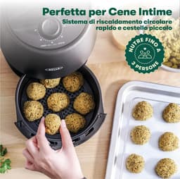 Handmatige heteluchtfriteuse 2 liter - 5-in-1 multikoker met antiaanbaklaag en vaatwasserbestendige accessoires — thumbnail 3