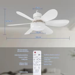 Plafondventilator met Verlichting en Afstandsbediening - 52 cm, 40 W, Stil en Dimbaar met Timer — thumbnail 1