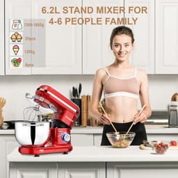 Keukenmachine 1500W met 6 snelheden en 6,2QT mengkom - Elektrische Kneedmachine — thumbnail 2