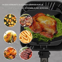 JeiibrZui Siliconen Airfryermand - Dubbele Mandvoering - Herbruikbare Bakvorm Met Luchtcirculatie & Olieafvoer - 2 Stuks - Voor Airfryer Gebruikers + Zwart — thumbnail 5