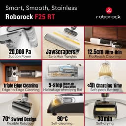 Roborock F25 RT Steelstofzuiger Batterij/Accu Droog en nat Zakloos Wit 2,5 Ah — thumbnail 3
