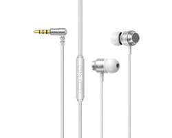 Bedrade oortjes - In Ear Oordopjes - Oortjes met Draad en Microfoon - Extra Bass - 3,5mm Jack Aansluiting - 120cm kabel - 3.5mm Bedrade Premium In-Ear Koptelefoon met Microfoon en Comfortabele Pasvorm - Wit