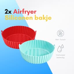 HipWare - Airfryer Siliconen mandje - Antiaanbaklaag - Vaatwasserbestendig - Rond - Cyaan/Rood — thumbnail 2