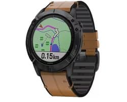 Stravo QuickFit 22mm Sport leren bandje voor Garmin Smartwatches - Leather Horlogebandje Geschikt voor Garmin Fenix 5 (Plus), Fenix 6 (Pro), Fenix 7 (Pro/Sapphire/Solar), Fenix 8 (47mm), Fenix E - Garmin Epix (Pro) Gen 2 (47mm) - Leer - Bruin