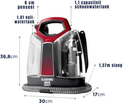 SCH® Tapijtreiniger machine - Tapijtreiniger - Tapijtreiniger apparaat - Zwart/Rood - 17cm x 30cm x 37cm — thumbnail 5