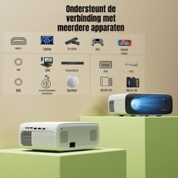 SCH® Draagbare beamer - Beamer - Projector - Mini Beamer - Wit - 22cm x 17cm x 9cm — thumbnail 4