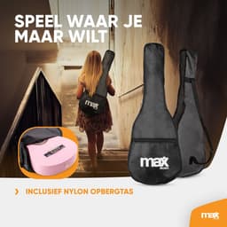 Kinder gitaar - MAX SoloArt akoestische gitaar 1/4 - Met gratis muzieklessen en accessoires - Roze — thumbnail 2