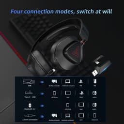 TAIDU THS318 2.4GHz Draadloze Gaming Headset - Over ear koptelefoon - met microfoon - Geschikt voor PC/PS4/PS5, Nintendo Switch - Zwart — thumbnail 2