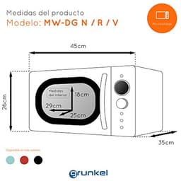 Magnetron met 20 liter capaciteit in vintage design - 700 W - digitale bediening met 5 kookstanden en ontdooifunctie — thumbnail 2