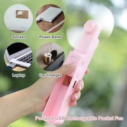 Draagbare Mini Handventilator - Oplaadbare, Inklapbare USB Ventilator - Stil en Compact - Perfect voor Bureau, Reis en Buiten (Roze) — thumbnail 1