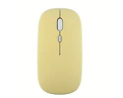 Draadloze Muis – 11×5.8 cm – Op Batterijen & Rechtshandig – Stil Scrollwiel – Compatibel met Laptop, Tablet & iPad –Geel