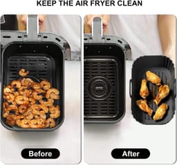2 stuks - Airfryer-trays - Siliconen Airfryer-voeringen - Herbruikbare voeringen - Airfryer-manden - Zwart — thumbnail 3