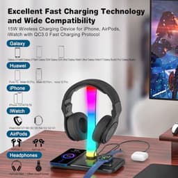 RGB Gaming Headset Houder met Draadloos Opladen en 7 Verlichtings Effecten — thumbnail 2