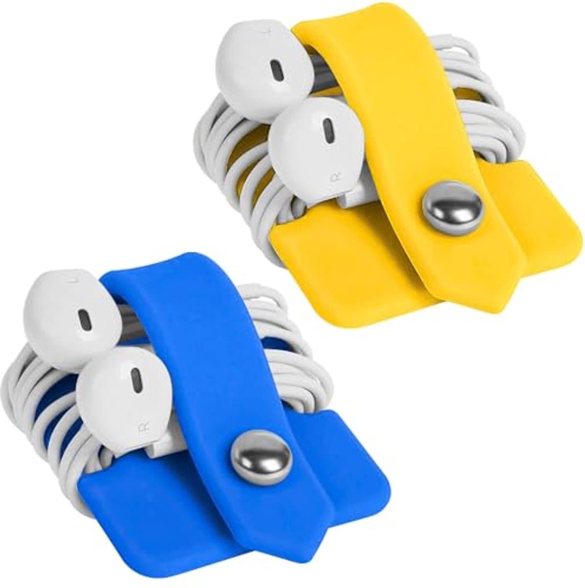 Hoofdtelefoonkabel Organizer - Siliconen Draagbaar en Compact voor Werk en Reizen (Geel en Blauw) — afbeelding 1