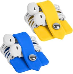 Hoofdtelefoonkabel Organizer - Siliconen Draagbaar en Compact voor Werk en Reizen (Geel en Blauw) — thumbnail 1