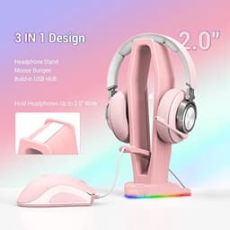 4-in-1 Hoofdtelefoonstandaard met RGB-verlichting en USB-poorten - Gamingaccessoires voor Desktop — thumbnail 3